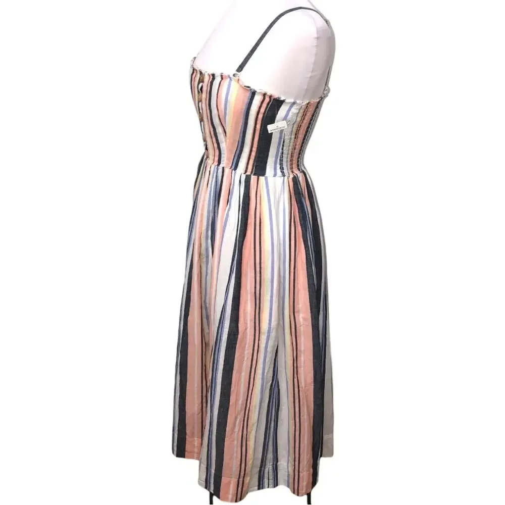 Free People Lilah Pleated Tube Striped Midi Dress XS NWT